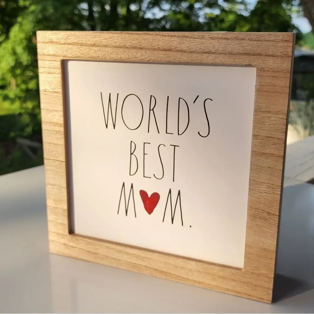 Rae Dunn Worlds Best Mom Framed Letters Tiles Wall‎ Art  Shadow Square Box